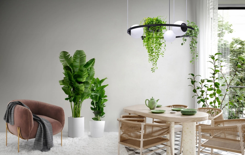 Lampada a sospensione Zuma Line PLANT 3xE27 nero/bianco