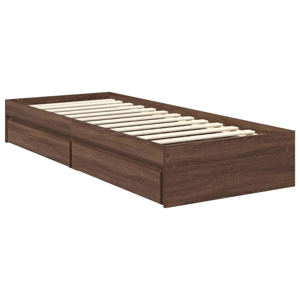 Letto con Contenitore con testiera Rovere Marrone 75 x 190 cm