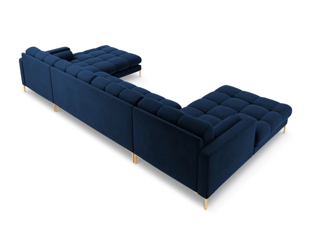 Cosmopolitan Design - Divano panoramico "Bali" 7 posti in velluto blu reale 