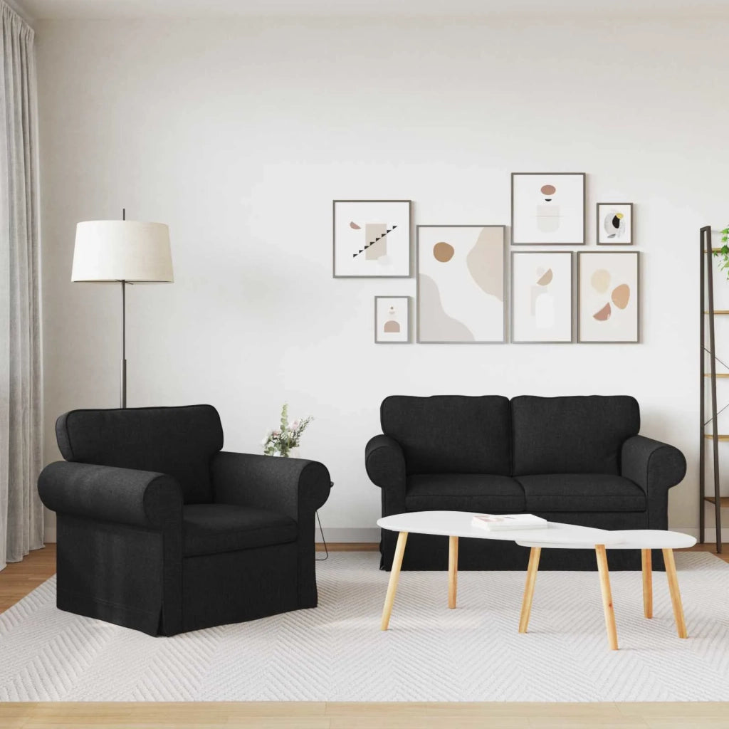 Set di divani 2 pcs Nero 155 x 82 x 80 cm Tessuto 3407488