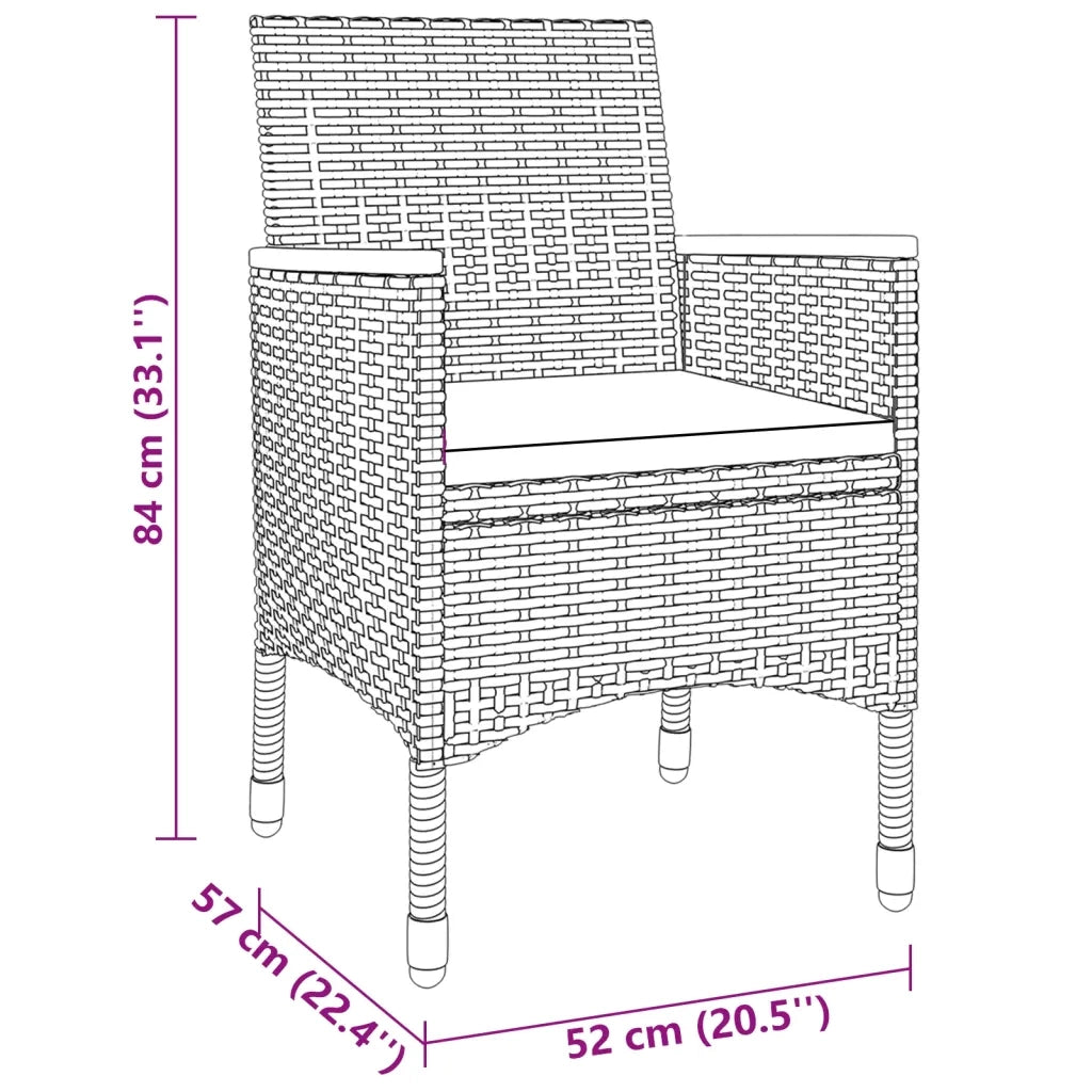 Set da Pranzo per Giardino 3 pz in Polyrattan Grigio 3058467
