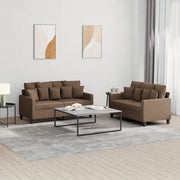 Set di Divani 2 pz con Cuscini Marrone in Tessuto 3201651