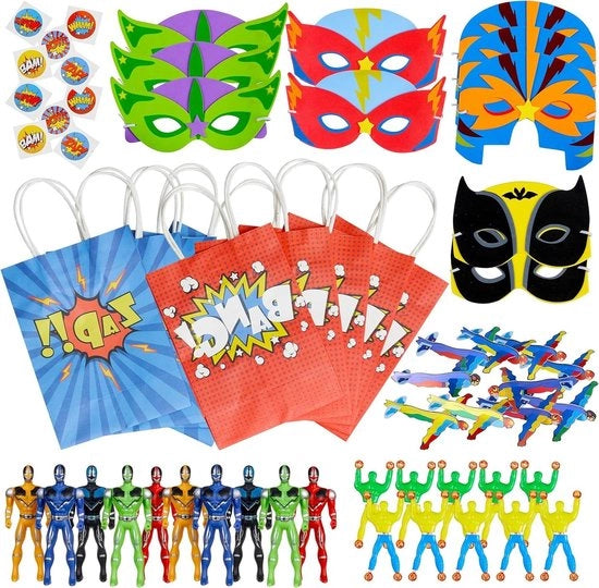 Cadeauzakette Supereroi Riempite con Giocattoli per Bambini - Set di 50 Unità - Feste per Bambini Regali per Bambini Trattamenti
