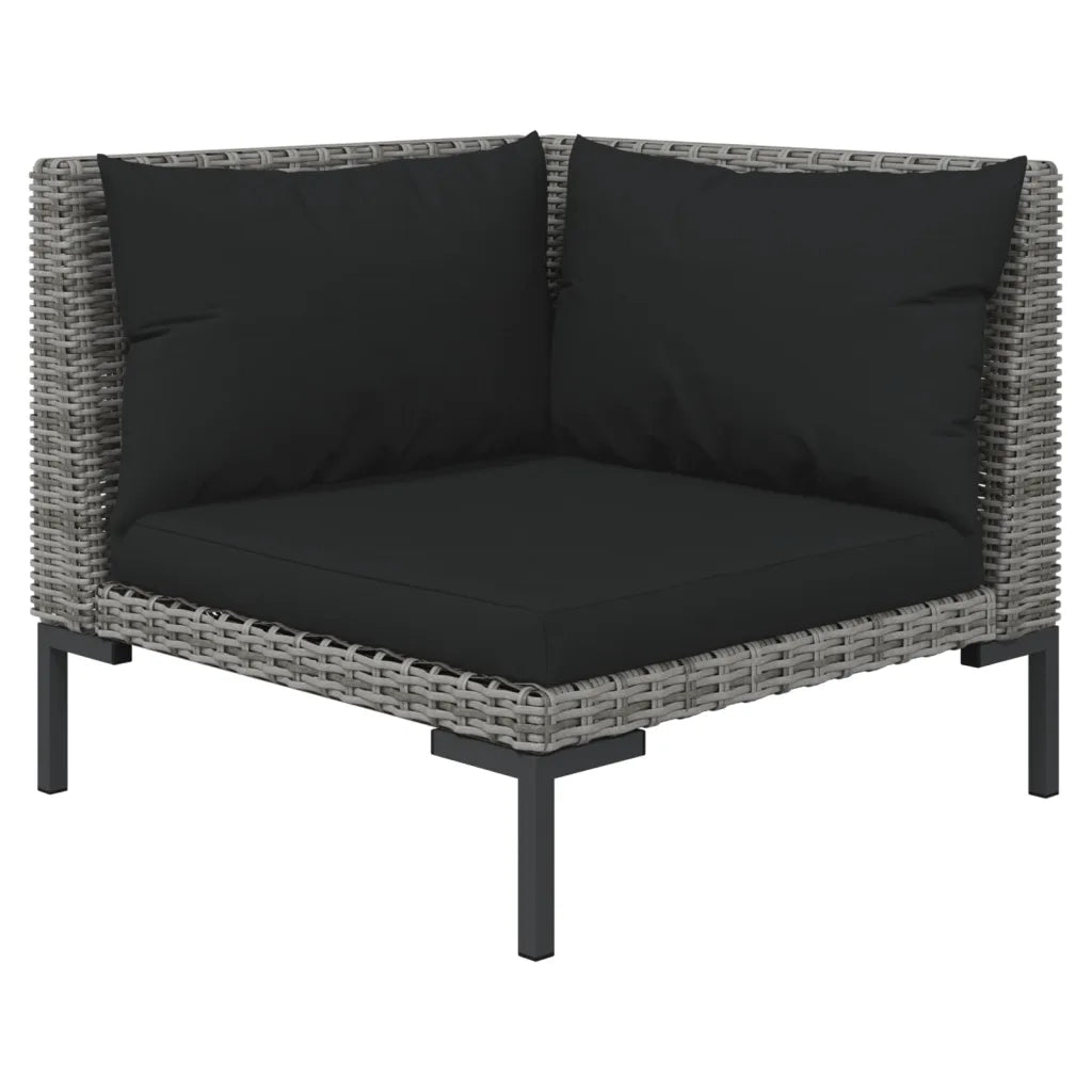 Divani da Giardino 5 pz con Cuscini in Polyrattan Grigio Scuro 3099840