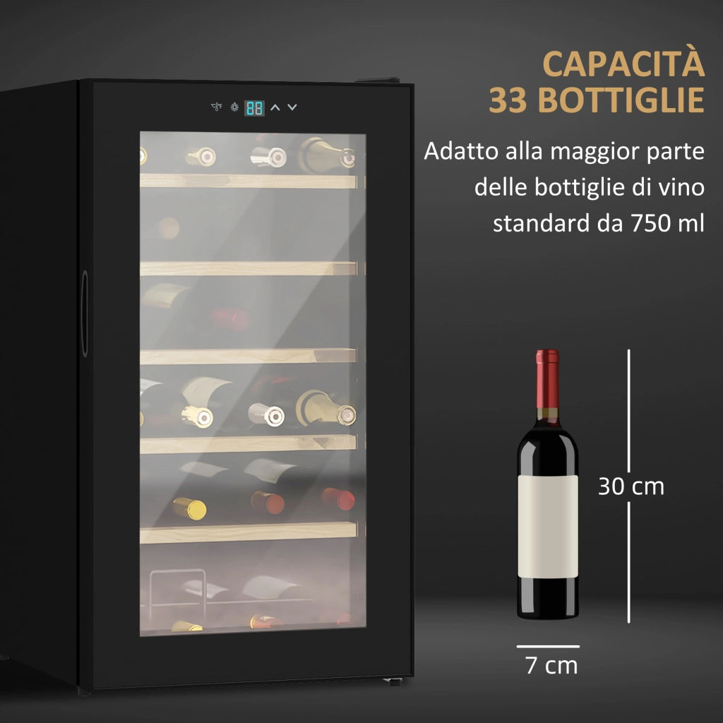Cantinetta Vino Frigo per 24 Bottiglie, Capacit¨¤ 65L, Controllo Temperatura e Ripiani Estraibili, Nero