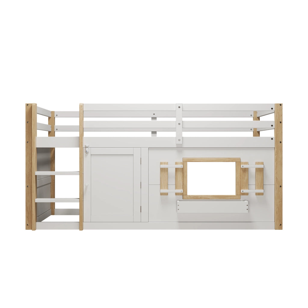 LETTO A SOPPALCO 90x200 cm in Legno massello Bianco con Scala e Area Gioco