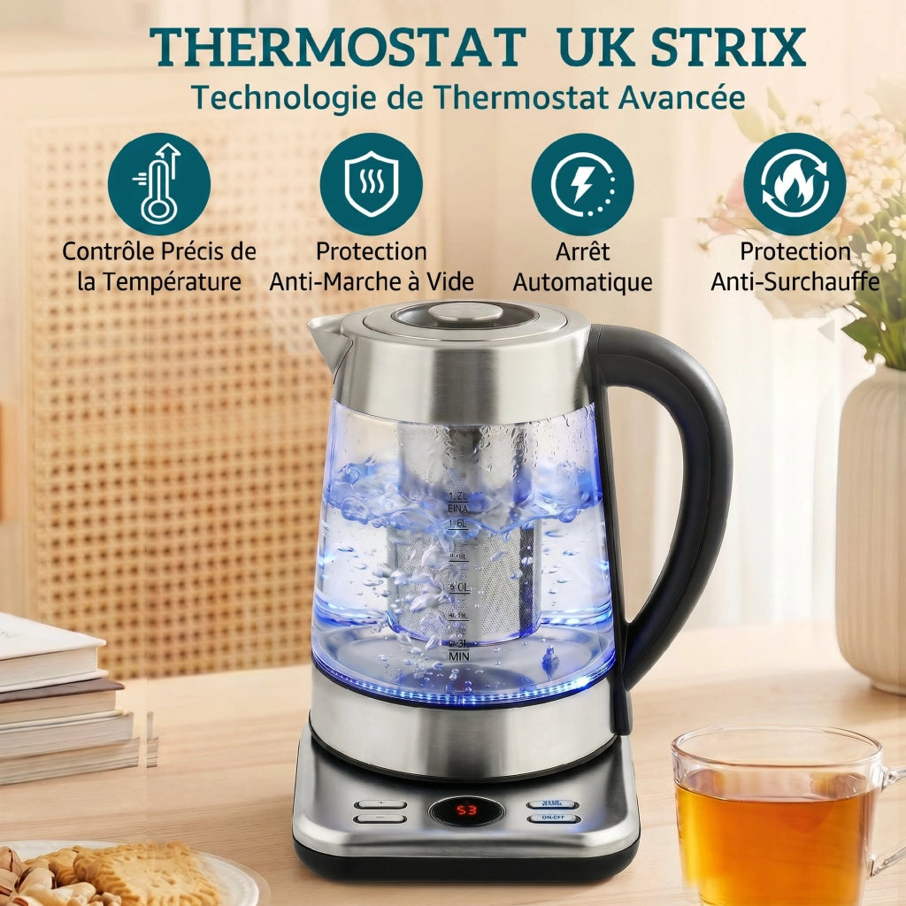 Bollitore Elettrico 1.7L ¨C Xylo ¨C 2200W con Infusore e Termostato Strix