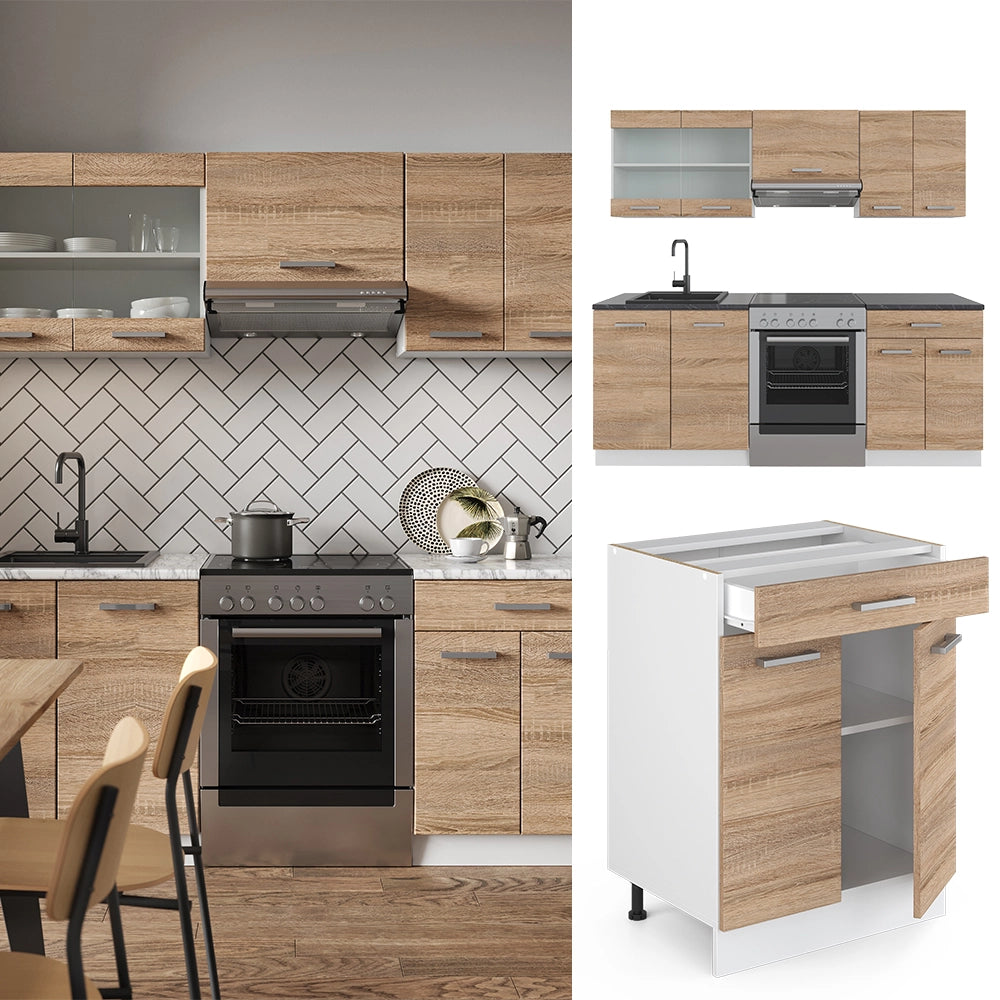 Vicco Cucina componibile Sonoma/Bianco 200 cm , PL Rovere