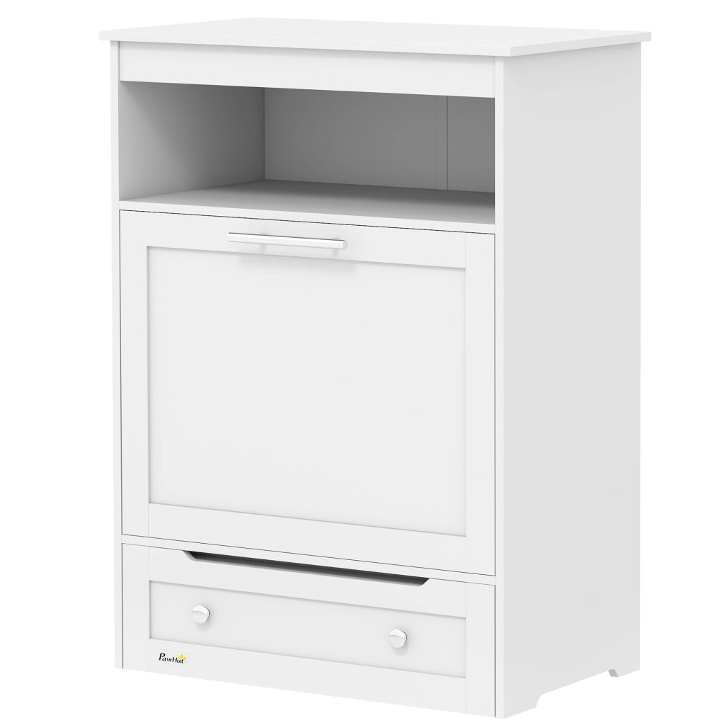 Armadio per animali domestici con ciotole e ganci ¨C Minimal ¨C MDF bianco 60x40x180 cm