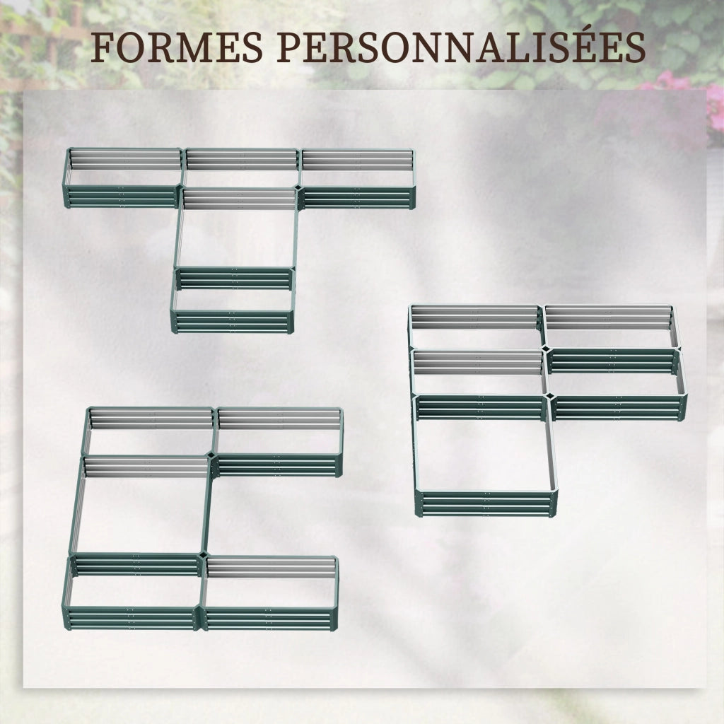 Jardiniere Modulare per Orto e Fiori ¨C Zephmum ¨C Acciaio Verde 5 Pezzi