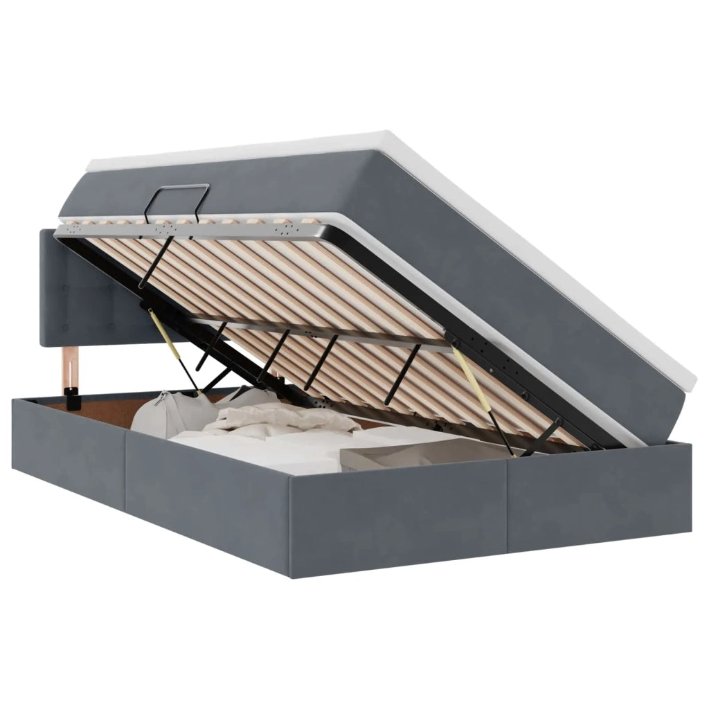 Letto con Contenitore Grigio scuro 120 x 200 cm Velluto