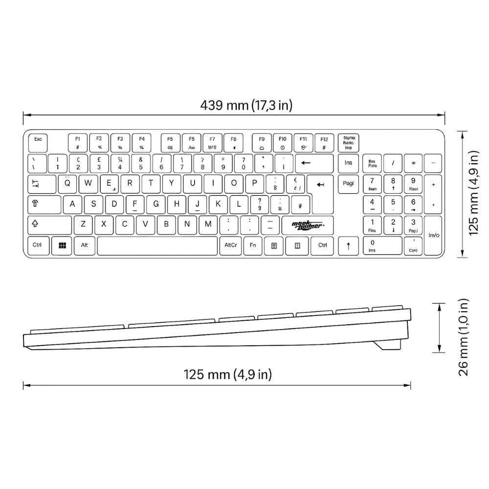 Mach power kit tastiera e mouse wireless full size 1600dpi nero