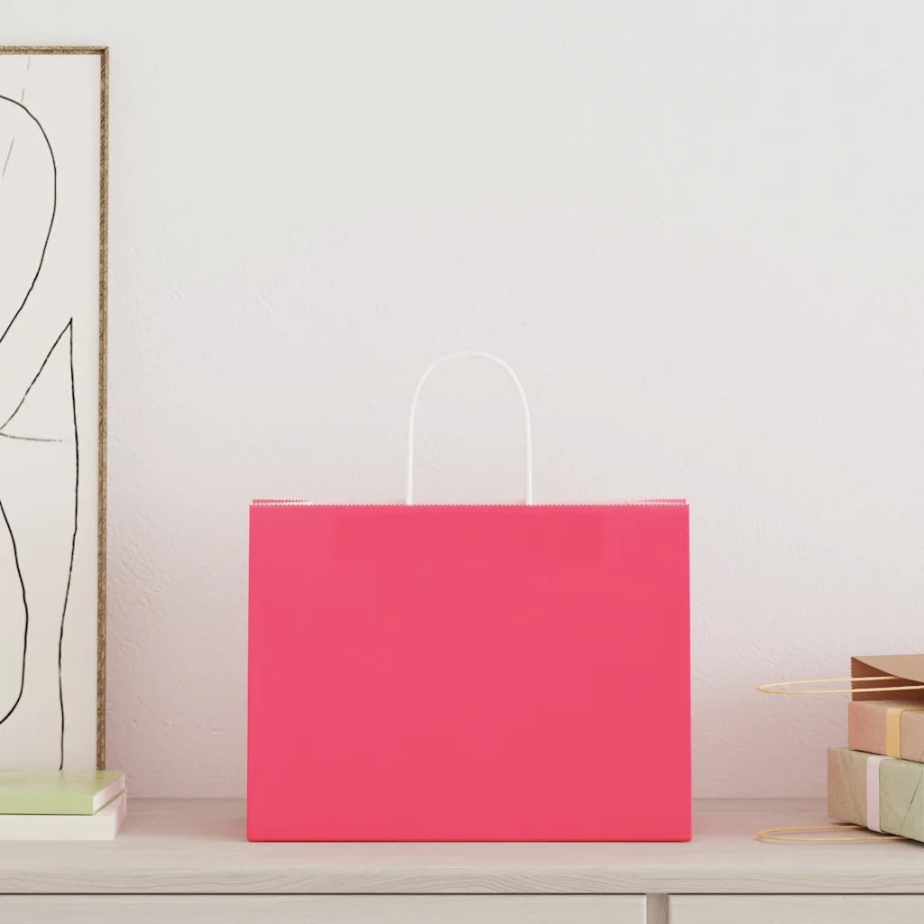 Sacchetti di Carta 250 pz con Manici Rosa 32x17x25 cm 4101677