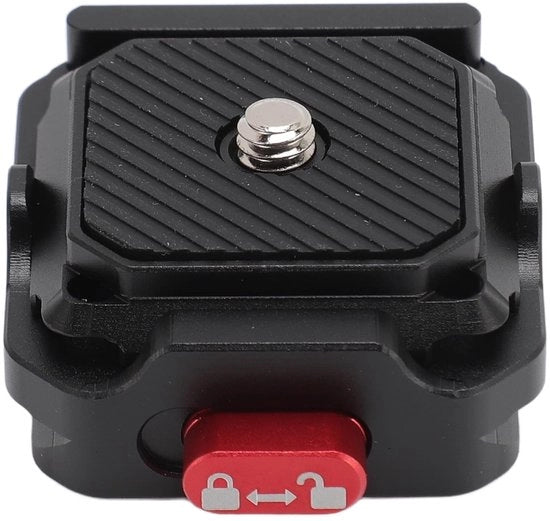 Dispositivo di montaggio rapido a schienalino Arca tipo - Stativo/Monopodo - 1/4 pollici/3/8 pollici cavo - Montaggio per fotocamera - Blocco di sicurezza - Supporto per fotocamera