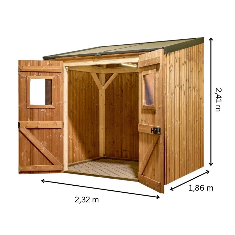 Casetta da giardino in legno 186x232 cm con fotovoltaico 1kW – Pareti 19 mm – 2 pannelli fotovoltaici – LB1923.02TH Foresta