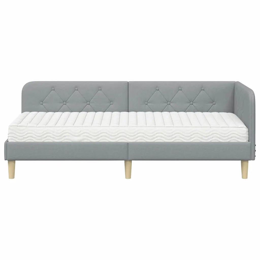 Cornice del letto ad angolo Grigio chiaro 80 x 200 cm Tessuto