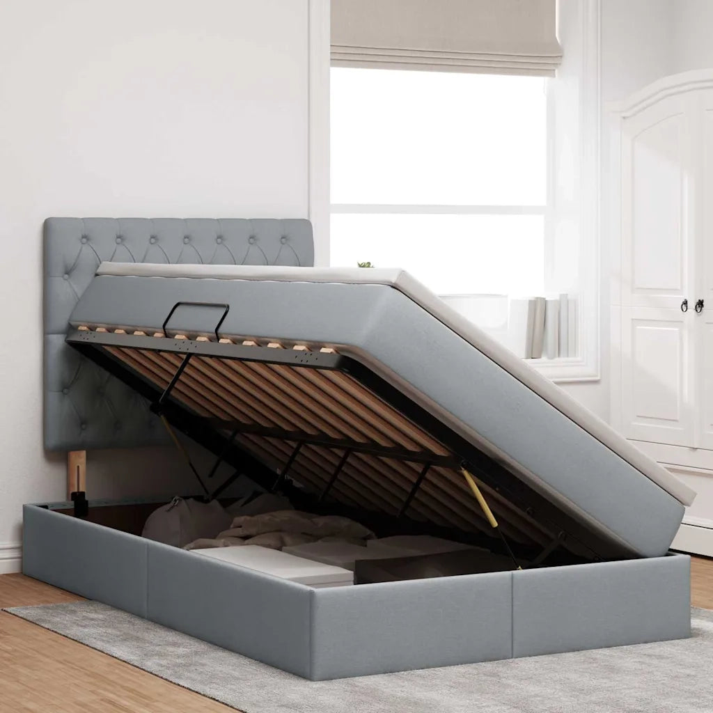 Letto con contenitore e materasso Grigio chiaro 120 x 200 cm