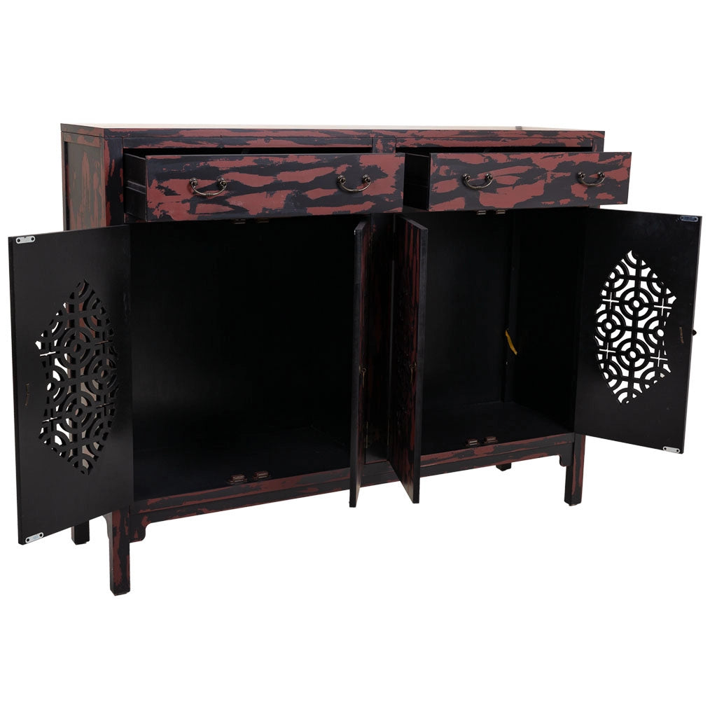 Credenza in legno rosso 136x36x106h