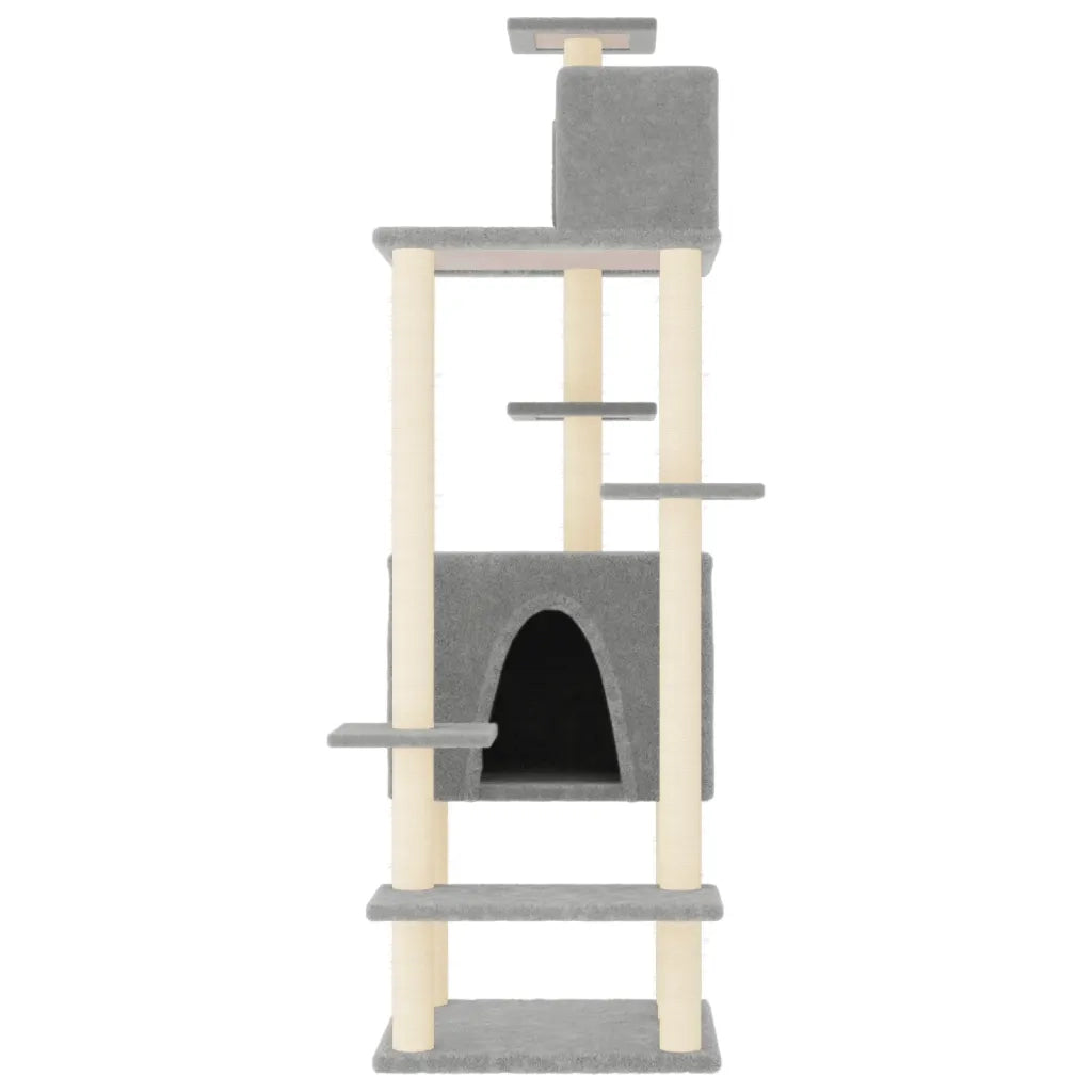 Albero per Gatti con Tiragraffi in Sisal Grigio Chiaro 154 cm CFW7721963