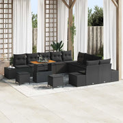 Set Divano da Giardino con cuscino 13 pcs Nero polyrattan 3362844