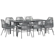 Set da Pranzo da Giardino 9 pz con Cuscini Polyrattan Vetro 3334582