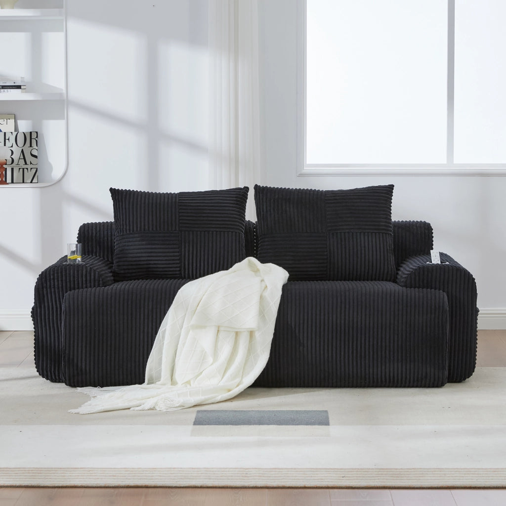 Divano Modulare 2 Posti con Contenitore e Porta Bicchieri ¨C MINIMAL ¨C Nero