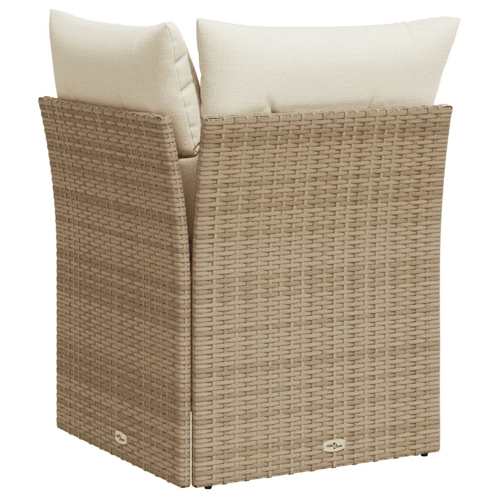 Divano Angolare da Giardino con Cuscini Beige in Polyrattan 366051