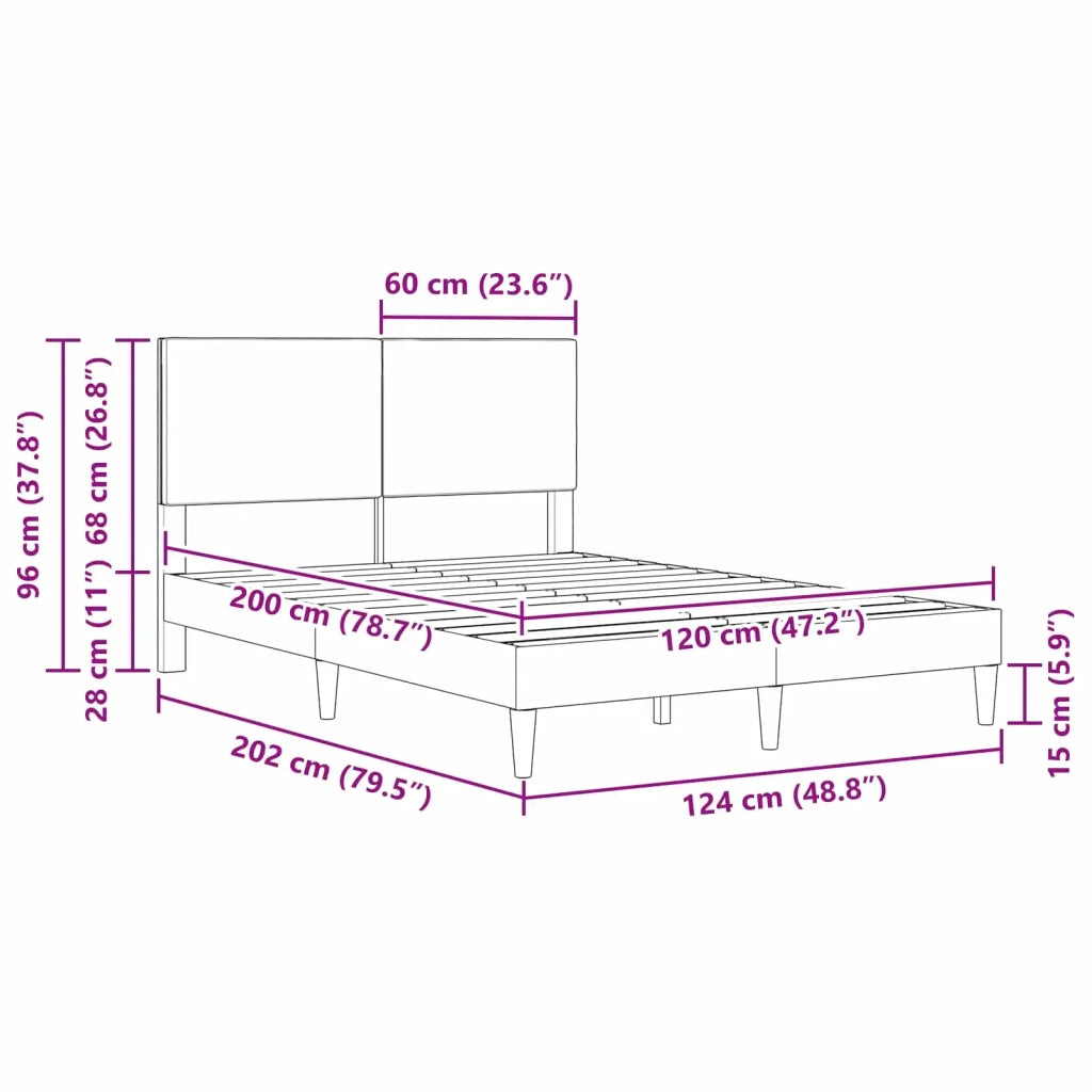Struttura del letto-Giroletto Grigio Scuro 120 x 200 cm Tessuto in Cords