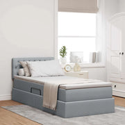 Letto con contenitore e LED Grigio chiaro 100 x 200 cm Tessuto 3371187