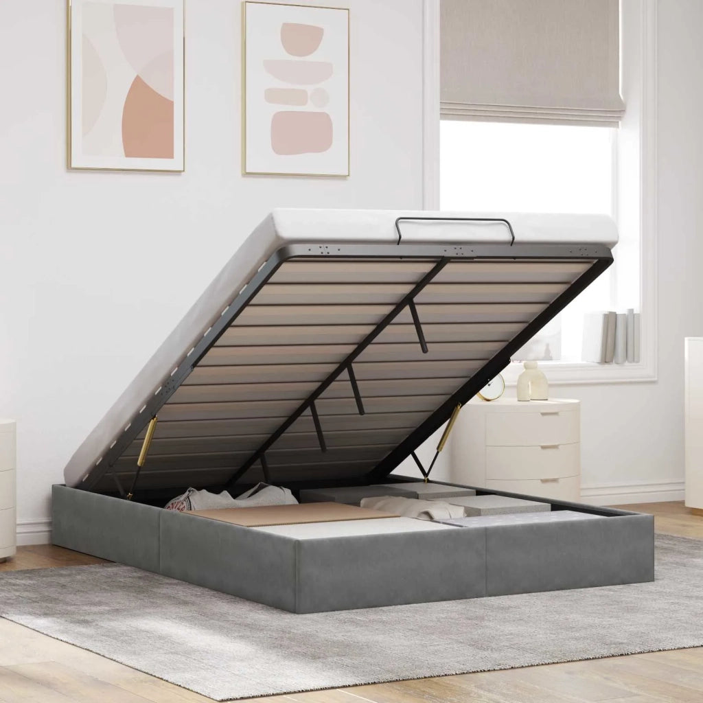 Letto ottomano Grigio Scuro Dimensione intera Velluto 3403073