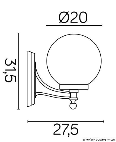 Applique esterna a globo 20cm nera E27 IP43 SU-MA KULE