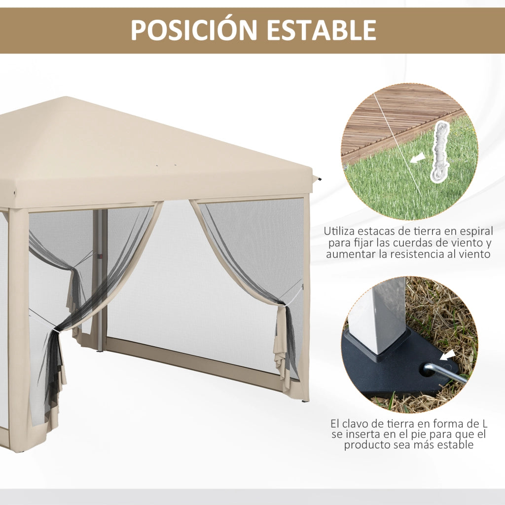 Gazebo da Giardino 3x3 m ¨C Minimal ¨C Beige Acciaio