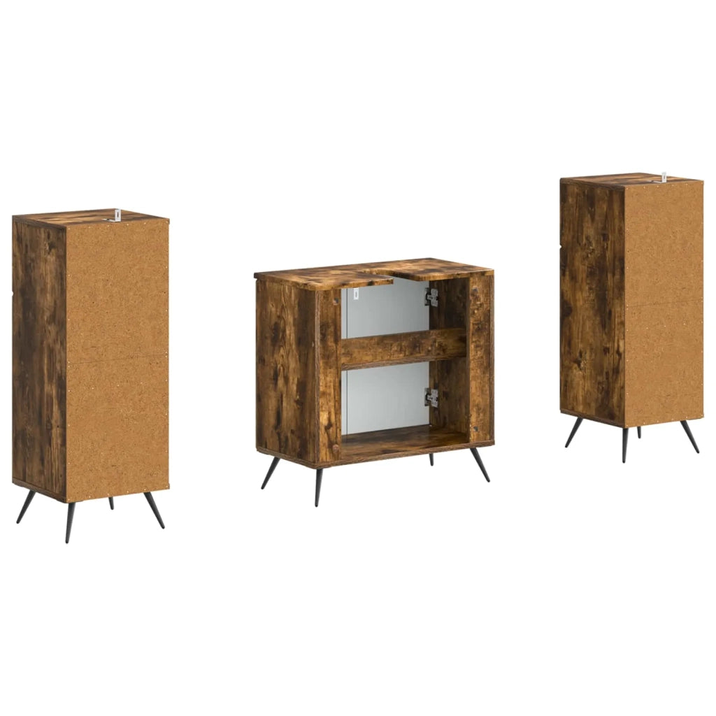 Set di Armadi da Bagno da 2 Pezzi BREDA Rovere Fumo 3418049