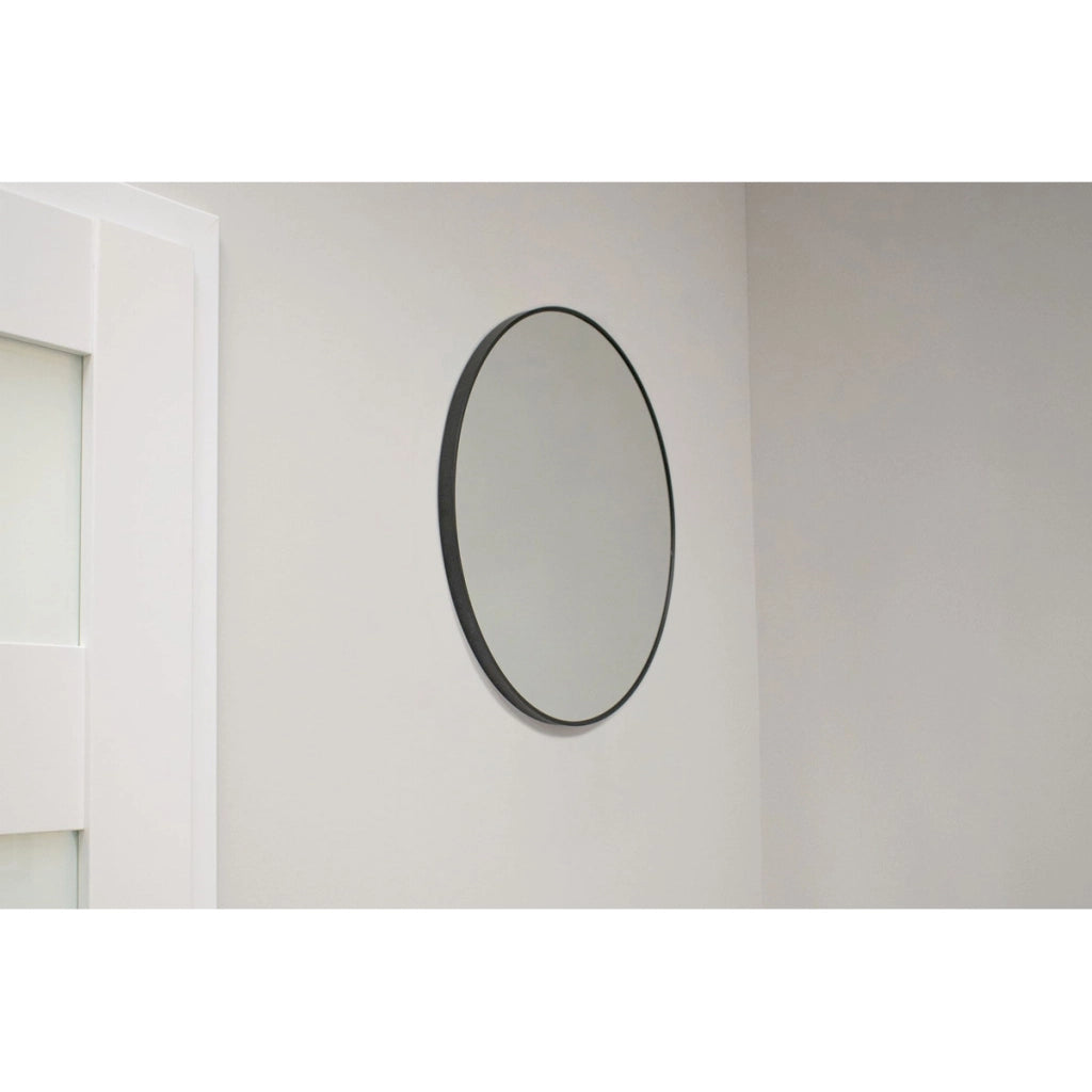 Specchio rotondo da parete Oskar con cornice in metallo nero 40 cm