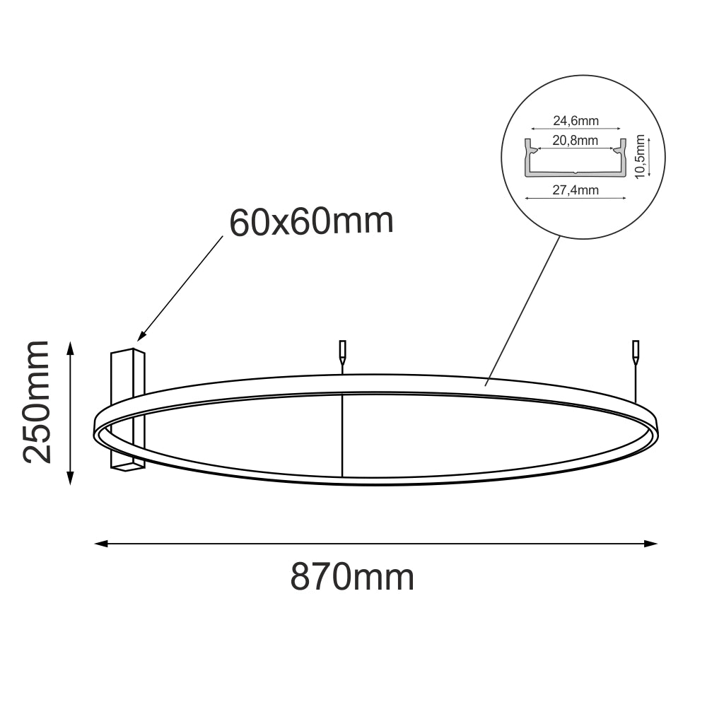 Plafoniera anello nera Ø87 LED 54W 3000K Shilo Agari
