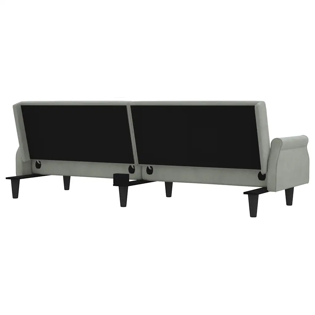 Divano Letto con Braccioli-Sofa Letto-Daybed Grigio Chiaro in Velluto