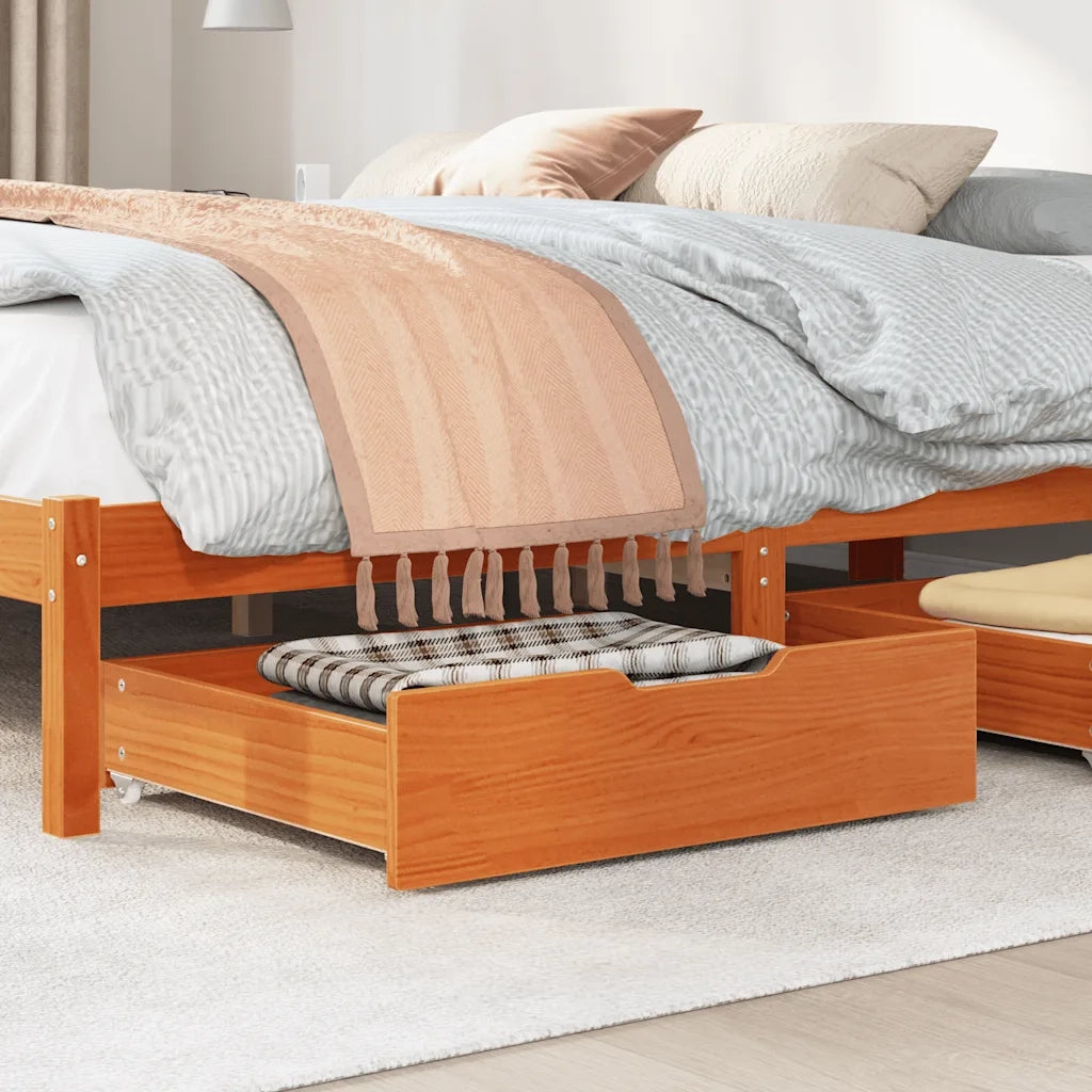 Cassettoni per Letto 2 pz Marrone Cera 65x55x17 cm Legno di Pino CFW3396136