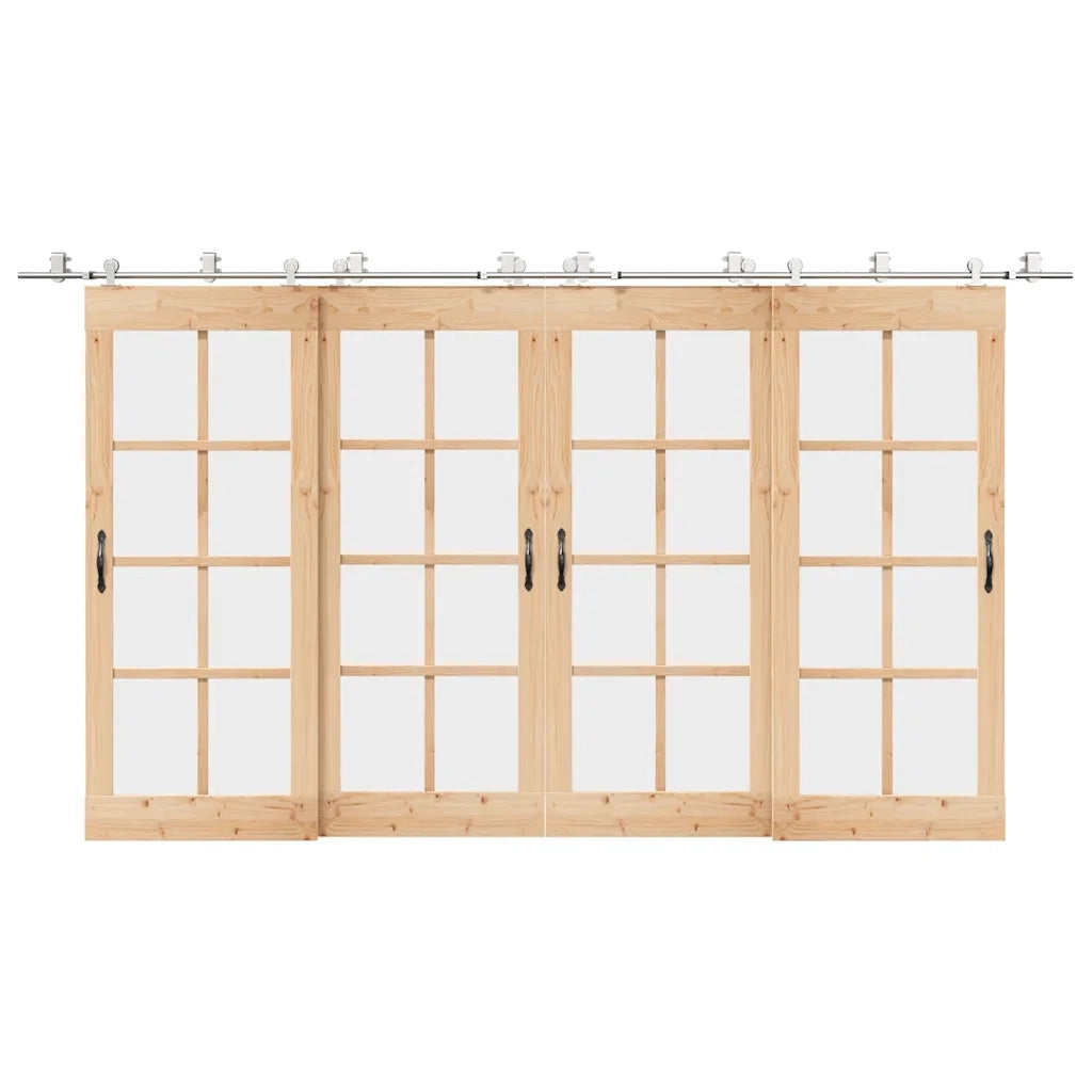 Kit Binari Porta Scorrevole 400 cm Acciaio Inossidabile Argento 3295772