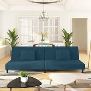 Divano Letto a 2 Posti con 2 Cuscini-Sofa Letto 2 Posti-Daybed Blu in Velluto 285618