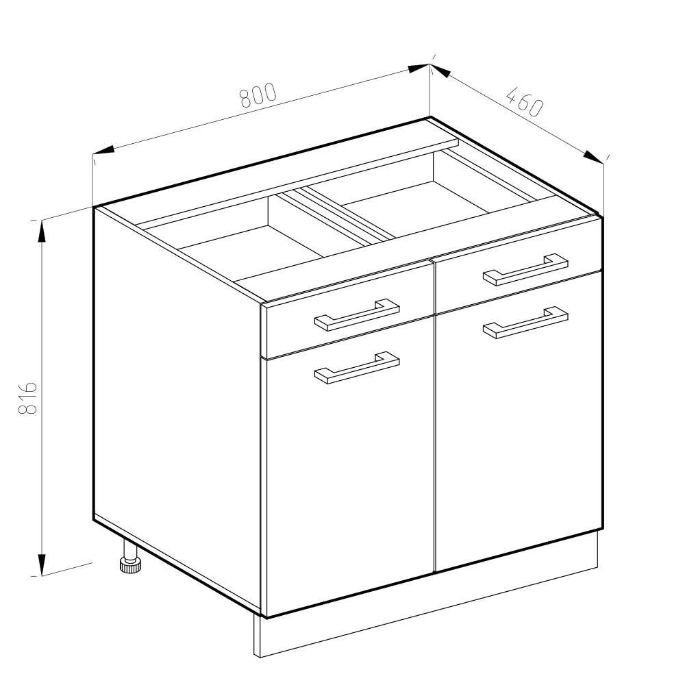Vicco Mobiletto base per cucina Grigio 80 cm , PL Marmo