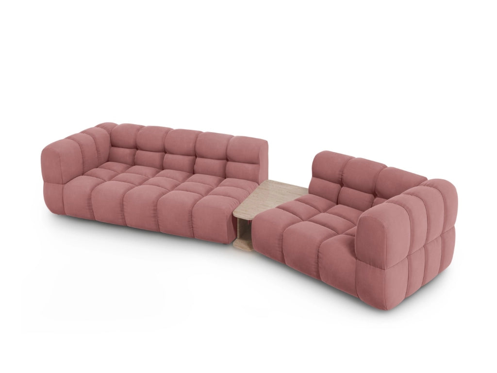 Cosmopolitan Design - Divano modulare destro "Sky" 3 posti in velluto salmone 
