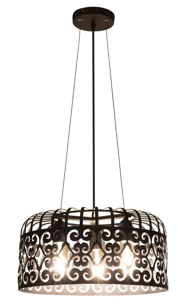 Lampada a sospensione vintage Alessandra 3xE27 nera Rabalux