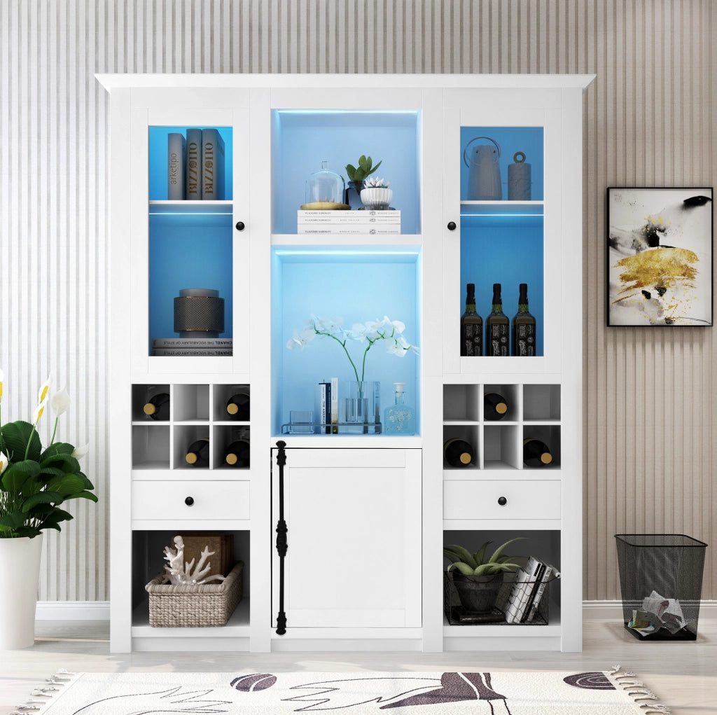 Vetrina bianca a 2 ante con LED 16 colori; 143x45;5x170 cm; MDF