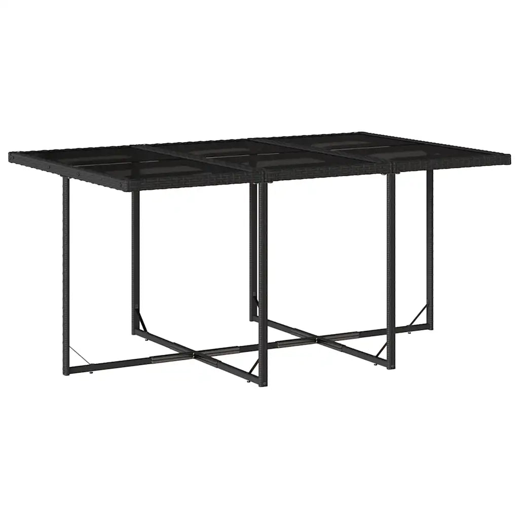 Set da Pranzo da Giardino 7 pz Nero con Cuscini in Polyrattan 3211266