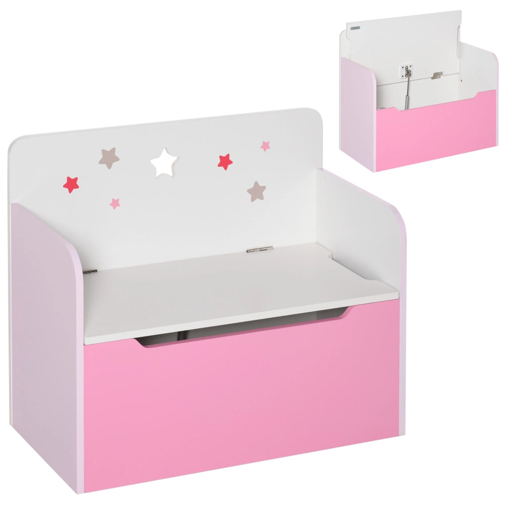 Panca contenitore con schienale in legno per bambini 3-6 anni ¨C Xylo ¨C Rosa 60x30x50 cm