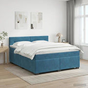 Letto box spring con materasso Blu Scuro 160 x 200 cm Velluto 3450750