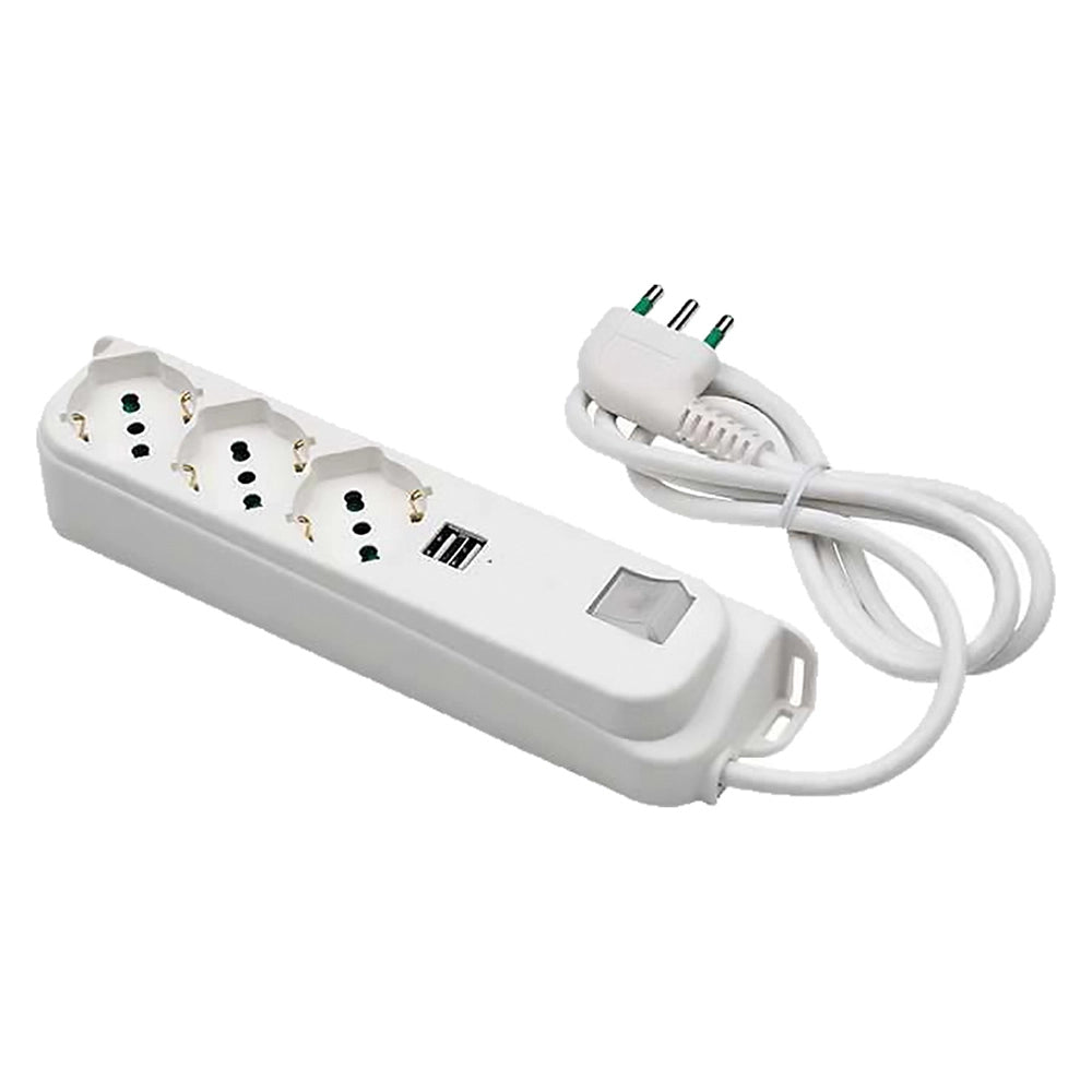 MULTIPRESA CON INTERRUTTORE + USB 3 usc. / sp.2P+T 16A + 2 usb 2,1A  - FANTON