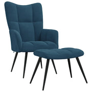 Poltrona Relax | Sedia Relax con Poggiapiedi Blu in Velluto