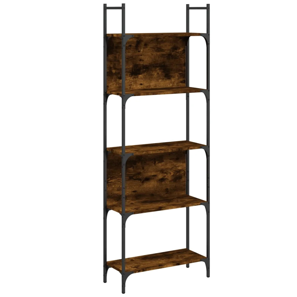 Libreria 5 Ripiani-Scaffale per Libri-Mobile di Stoccaggio Rovere Fumo 60,5x24x166,5cm Legno Multistrato