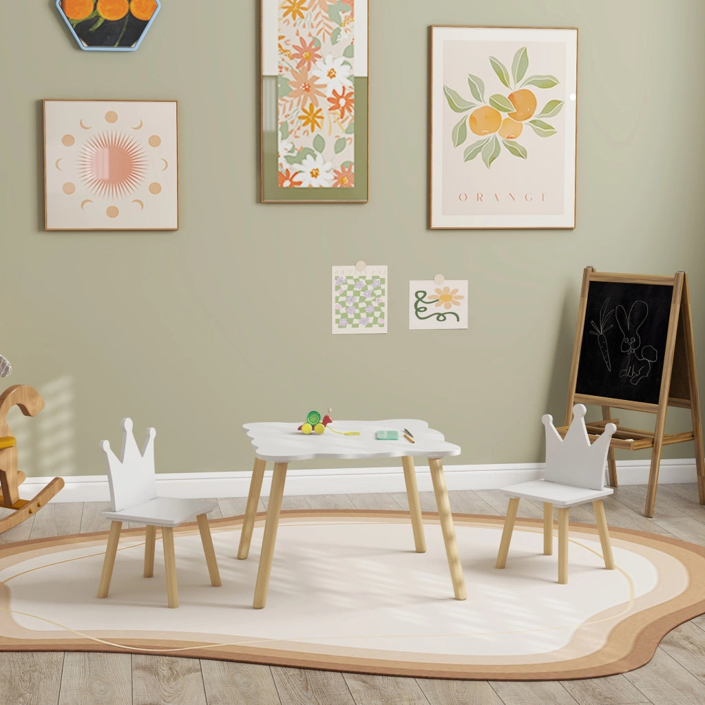 Tavolo da pranzo con 2 sedie ¨C Minimal ¨C bianco e legno 60x60x44 cm